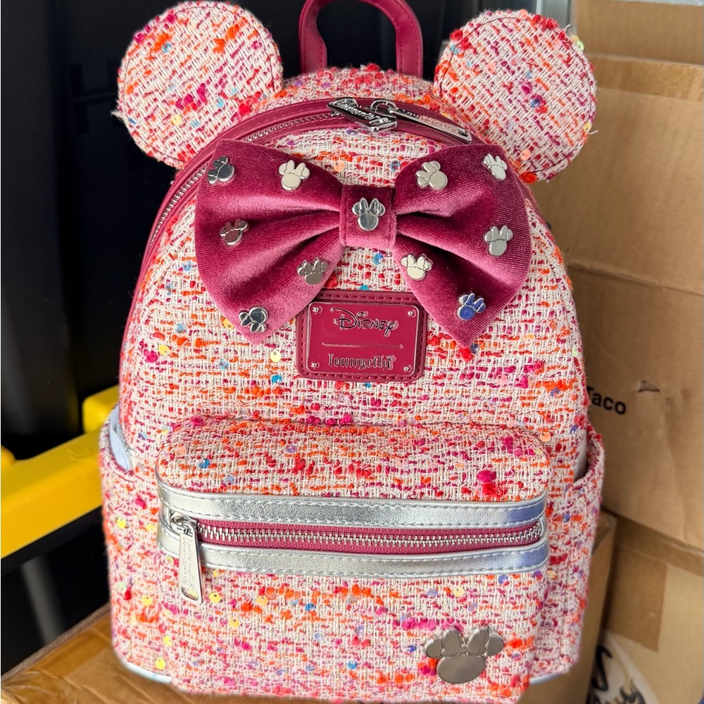 Loungefly Pink Bouche Fabric Minnie Mouse Ears Mini Backpack